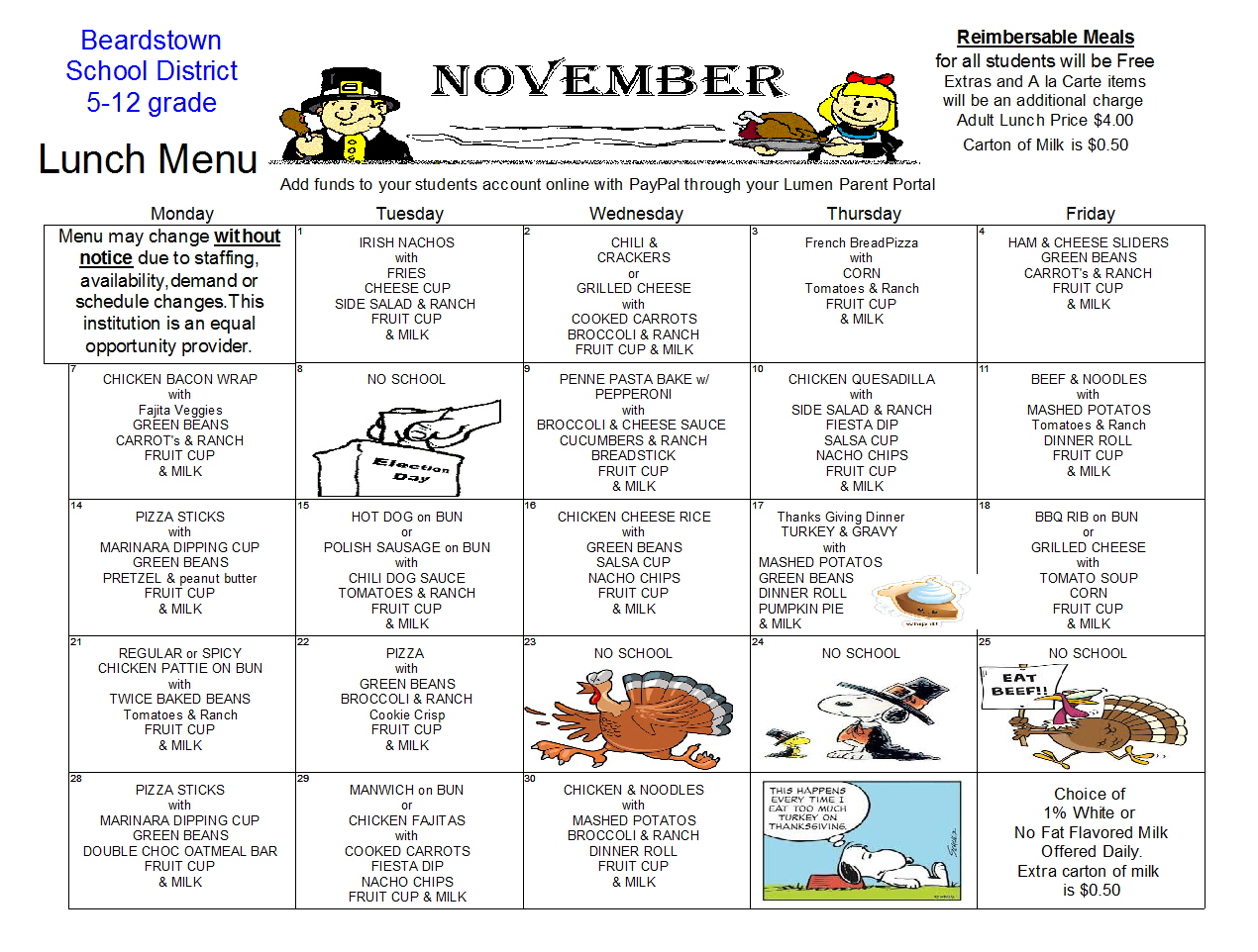 Beardstown CUSD 15 Lunch Menus
